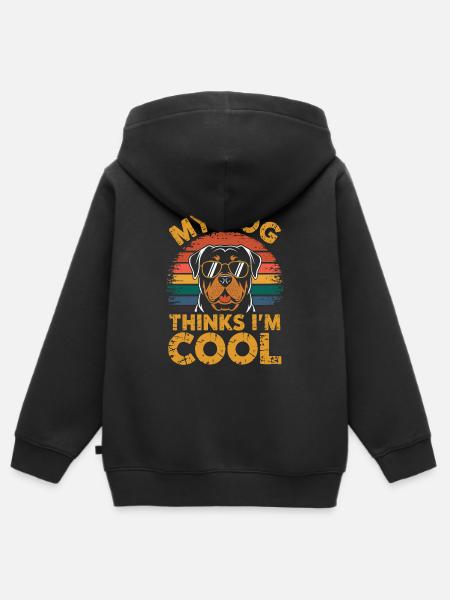 Rottweiler Mein Hund Denkt Das Ich Cool Bin - Premium børne zip-hættetrøje økologisk - sort