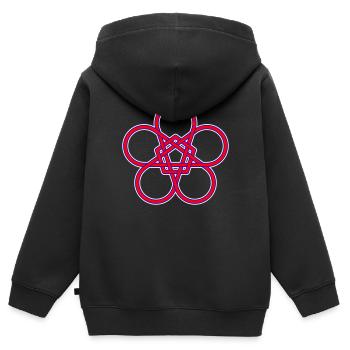 Le Pentagone et les cercles - Sweat Premium à capuche zippé enfant bio - noir - Dos - AI Model Kid Male (0cm)