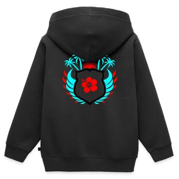 Paradise Hibiskus Blume - Kinder Premium Organic Zip Hoodie - Schwarz - Hinten - AI Model Kid Male (0cm)