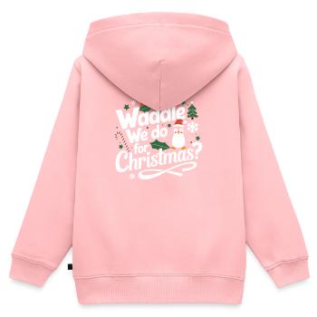 Waddle We Do For Christmas? Penguin Christmas - Kids Premium Organic Zip-up Hoodie - rose - Back - AI Model Kid Female (0cm)