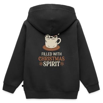 Rempli d’ de Noël et chaud - Sweat Premium à capuche zippé enfant bio - noir - Dos - AI Model Kid Male (0cm)