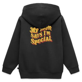 Meine Mama Sagt Ich Bin Besonders - Kinder Premium Organic Zip Hoodie - Schwarz - Hinten - AI Model Kid Male (0cm)