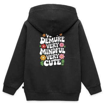 très modeste, très attentif, très doux - Sweat Premium à capuche zippé enfant bio - noir - Dos - AI Model Kid Male (0cm)
