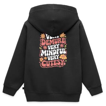 très réservé très attentif très mignon - Sweat Premium à capuche zippé enfant bio - noir - Dos - AI Model Kid Male (0cm)