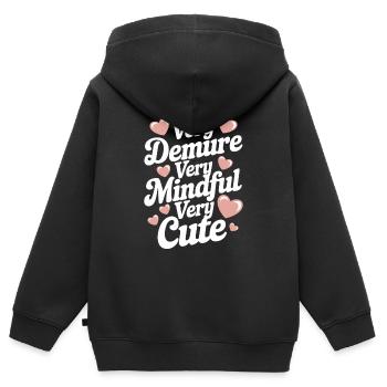 très timide très conscient très doux - Sweat Premium à capuche zippé enfant bio - noir - Dos - AI Model Kid Male (0cm)