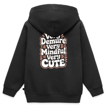 très humble très attentif très doux - Sweat Premium à capuche zippé enfant bio - noir - Dos - AI Model Kid Male (0cm)