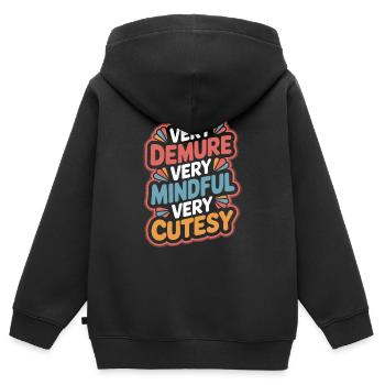 Très discret Très attentif Très mignon - Sweat Premium à capuche zippé enfant bio - noir - Dos - AI Model Kid Male (0cm)