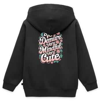 Très retenu, très attentif, très doux - Sweat Premium à capuche zippé enfant bio - noir - Dos - AI Model Kid Male (0cm)