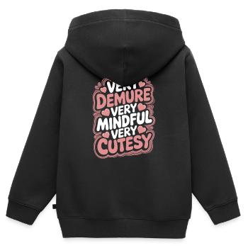 très réservé très attentif très mignon - Sweat Premium à capuche zippé enfant bio - noir - Dos - AI Model Kid Male (0cm)