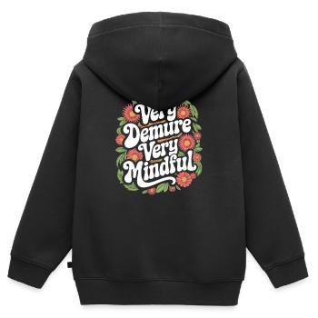 Motif floral très modeste et très attentif - Sweat Premium à capuche zippé enfant bio - noir - Dos - AI Model Kid Male (0cm)