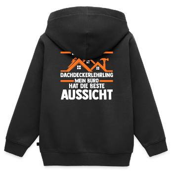 Roofing training apprentice Auzbi roofer - Kids Premium Organic Zip-up Hoodie - black - Back - AI Model Kid Male (0cm)