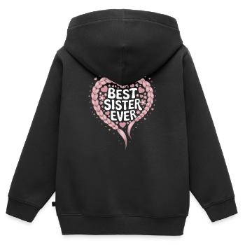 Beste Schwester Best Sister Ever Herz Zöpfe - Kinder Premium Organic Zip Hoodie - Schwarz - Hinten - AI Model Kid Male (0cm)