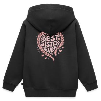 Beste Schwester Best Sister Ever Zopf Herz - Kinder Premium Organic Zip Hoodie - Schwarz - Hinten - AI Model Kid Male (0cm)