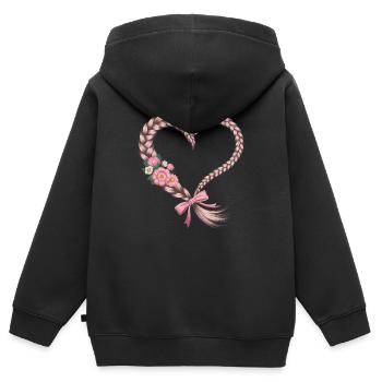Cable Knit Heart Cable Knit Floral - Kids Premium Organic Zip-up Hoodie - black - Back - AI Model Kid Male (0cm)