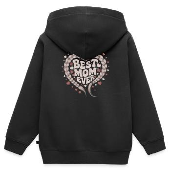 Beste Mama Best Mom Ever Herz Liebe Zopf Herz - Kinder Premium Organic Zip Hoodie - Schwarz - Hinten - AI Model Kid Male (0cm)
