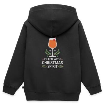 Rempli d’ de Noël ambiance festive - Sweat Premium à capuche zippé enfant bio - noir - Dos - AI Model Kid Male (0cm)