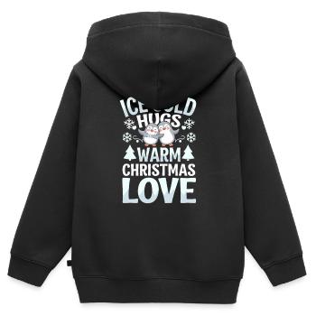 Penguin Christmas Icy Cold Hugs Warmth - Kids Premium Organic Zip-up Hoodie - black - Back - AI Model Kid Male (0cm)
