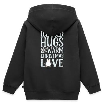 Penguin Christmas Cold Hugs Warmth - Kids Premium Organic Zip-up Hoodie - black - Back - AI Model Kid Male (0cm)