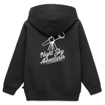 Ciel nocturne Aventuriers Astronomes amateurs - Sweat Premium à capuche zippé enfant bio - noir - Dos - AI Model Kid Male (0cm)