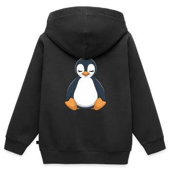 Niedlicher Pinguin Mit Heiligenschein - Kinder Premium Organic Zip Hoodie - Schwarz - Hinten - AI Model Kid Male (0cm)