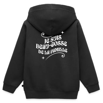 je suis beau-gosse de la famille - Sweat Premium à capuche zippé enfant bio - noir - Dos - AI Model Kid Male (0cm)