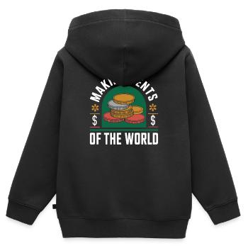 Make Cents of the World Humorous Coins Graphic - Kids Premium Organic Zip-up Hoodie - black - Back - AI Model Kid Male (0cm)