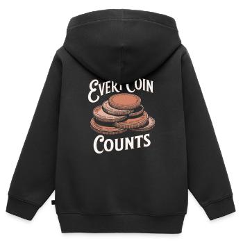 Jede Münze Zählt Numismatik Begeisterung - Kinder Premium Organic Zip Hoodie - Schwarz - Hinten - AI Model Kid Male (0cm)