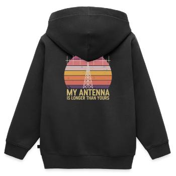Antenne radio amateur Mon antenne est - Sweat Premium à capuche zippé enfant bio - noir - Dos - AI Model Kid Male (0cm)
