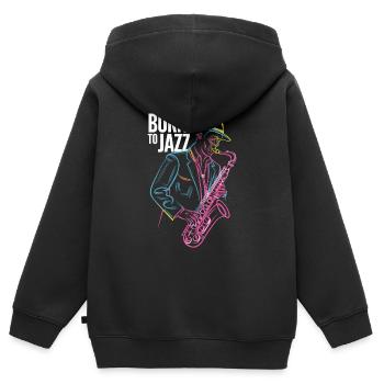 Né pour le jazz et les mélodies de saxophone - Sweat Premium à capuche zippé enfant bio - noir - Dos - AI Model Kid Male (0cm)