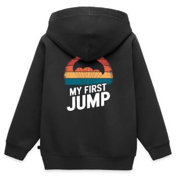 Mein Erster Sprung Fallschirmspringen - Kinder Premium Organic Zip Hoodie - Schwarz - Hinten - AI Model Kid Male (0cm)