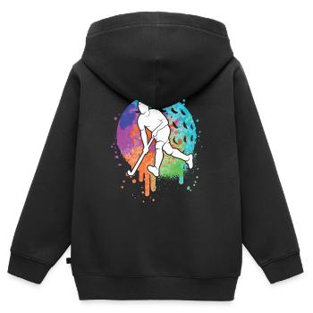Hockey sur gazon Joueurs de hockey Enfants Hockey Garçons - Sweat Premium à capuche zippé enfant bio - noir - Dos - AI Model Kid Male (0cm)
