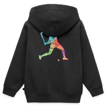 Feldhockey Hockeyspieler Kinder Hockey Mädchen - Kinder Premium Organic Zip Hoodie - Schwarz - Hinten - AI Model Kid Male (0cm)