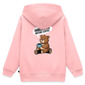 Gemütlicher Bär Vor Kaffeezeit - Kinder Premium Organic Zip Hoodie - Rosa - Hinten - AI Model Kid Female (0cm)