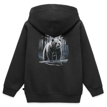 Beeindruckender Bär Im Wald Naturmotiv - Kinder Premium Organic Zip Hoodie - Schwarz - Hinten - AI Model Kid Male (0cm)