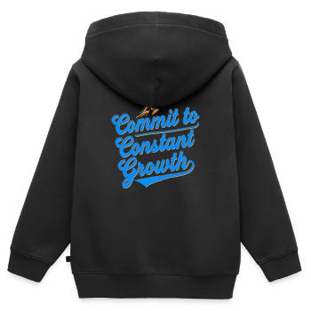 S’engager dans une croissance constante pour - Sweat Premium à capuche zippé enfant bio - noir - Dos - AI Model Kid Male (0cm)