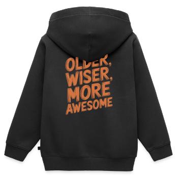 Plus âgé, plus intelligent, plus génial - Anniversaire plus vieux - Sweat Premium à capuche zippé enfant bio - noir - Dos - AI Model Kid Male (0cm)