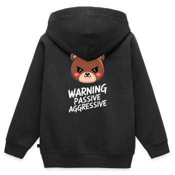 Warning Passive Aggressive Bär Illustration - Kinder Premium Organic Zip Hoodie - Schwarz - Hinten - AI Model Kid Male (0cm)
