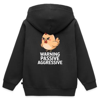 Vorsicht Passiv Aggressiv Huhn Cartoon - Kinder Premium Organic Zip Hoodie - Schwarz - Hinten - AI Model Kid Male (0cm)