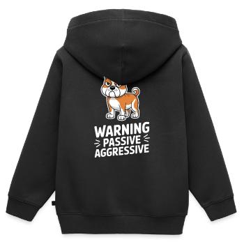 Warning Passive Aggressive Bulldog Cartoon - Kinder Premium Organic Zip Hoodie - Schwarz - Hinten - AI Model Kid Male (0cm)
