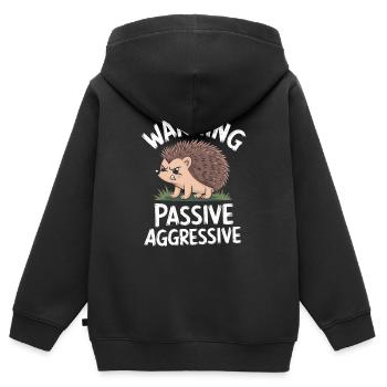 Vorsicht Passiv Aggressiv Igel Humor - Kinder Premium Organic Zip Hoodie - Schwarz - Hinten - AI Model Kid Male (0cm)