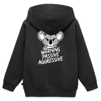 Warning Passive Aggressive Koala Humor - Kinder Premium Organic Zip Hoodie - Schwarz - Hinten - AI Model Kid Male (0cm)