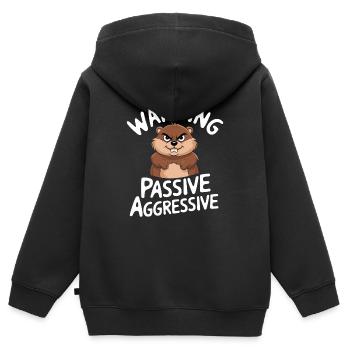 Warnung Passiv Aggressiv Lustiger Nager - Kinder Premium Organic Zip Hoodie - Schwarz - Hinten - AI Model Kid Male (0cm)