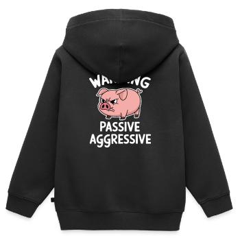 Warnung Passiv Aggressiv Schwein - Kinder Premium Organic Zip Hoodie - Schwarz - Hinten - AI Model Kid Male (0cm)