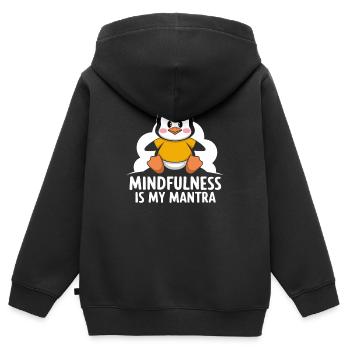Achtsamkeit Ist Mein Mantra Pinguin - Kinder Premium Organic Zip Hoodie - Schwarz - Hinten - AI Model Kid Male (0cm)