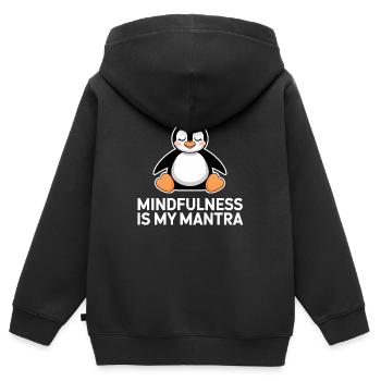 Mindfulness is my mantra Penguin - Kids Premium Organic Zip-up Hoodie - black - Back - AI Model Kid Male (0cm)