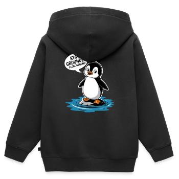 Bleib Geerdet Schwebe Herum Pinguin Illustration - Kinder Premium Organic Zip Hoodie - Schwarz - Hinten - AI Model Kid Male (0cm)
