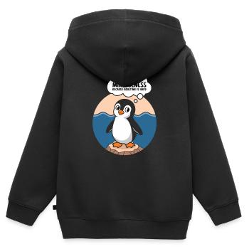 Achtsamkeit Weil Erwachsensein Schwer Ist - Kinder Premium Organic Zip Hoodie - Schwarz - Hinten - AI Model Kid Male (0cm)