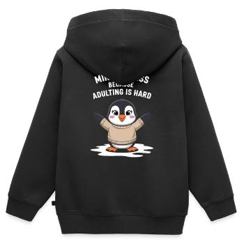 Achtsamkeit Weil Erwachsensein Schwer Ist - Kinder Premium Organic Zip Hoodie - Schwarz - Hinten - AI Model Kid Male (0cm)