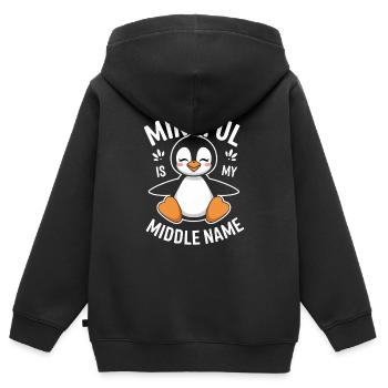 Achtsamkeit Ist Mein Zweiter Vorname - Kinder Premium Organic Zip Hoodie - Schwarz - Hinten - AI Model Kid Male (0cm)