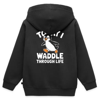 Aujourd’hui, je me dandine dans la vie - Sweat Premium à capuche zippé enfant bio - noir - Dos - AI Model Kid Male (0cm)